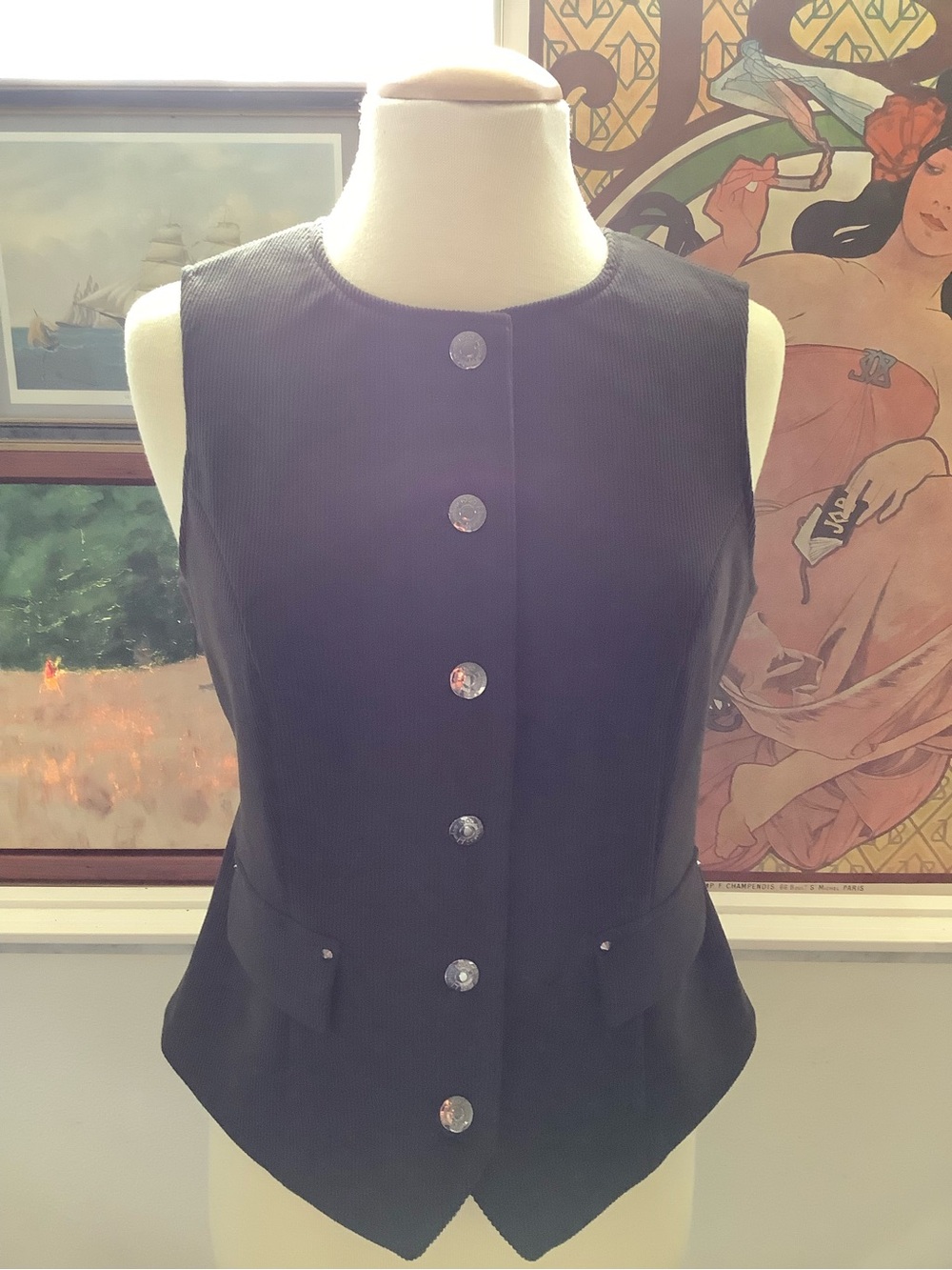 House of Harlow 1960 Olive Green Sleeveless Button Vest